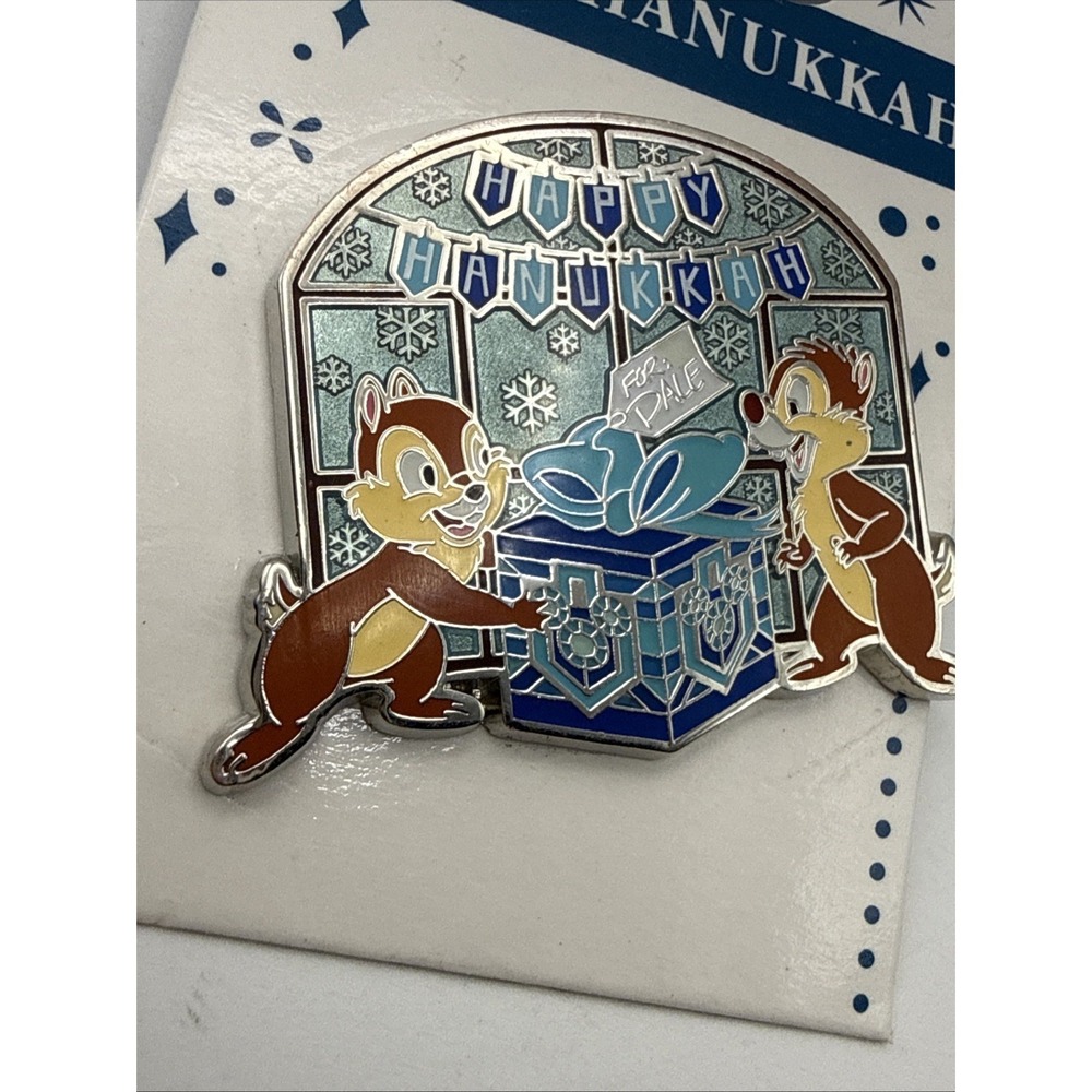 Disney Chip & Dale Happy Hanukkah Single Pin on Card Backer Yellow - Picture 4 of 5